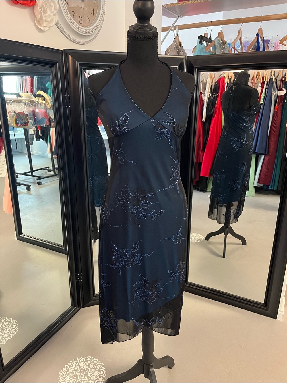 Taboo Navy Floral Slip Midi Dress
